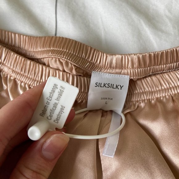 NWT Champagne/Gold SILK PJ Set - Silksilky (Perfect for bridesmaids) Size Large - Picture 6 of 9